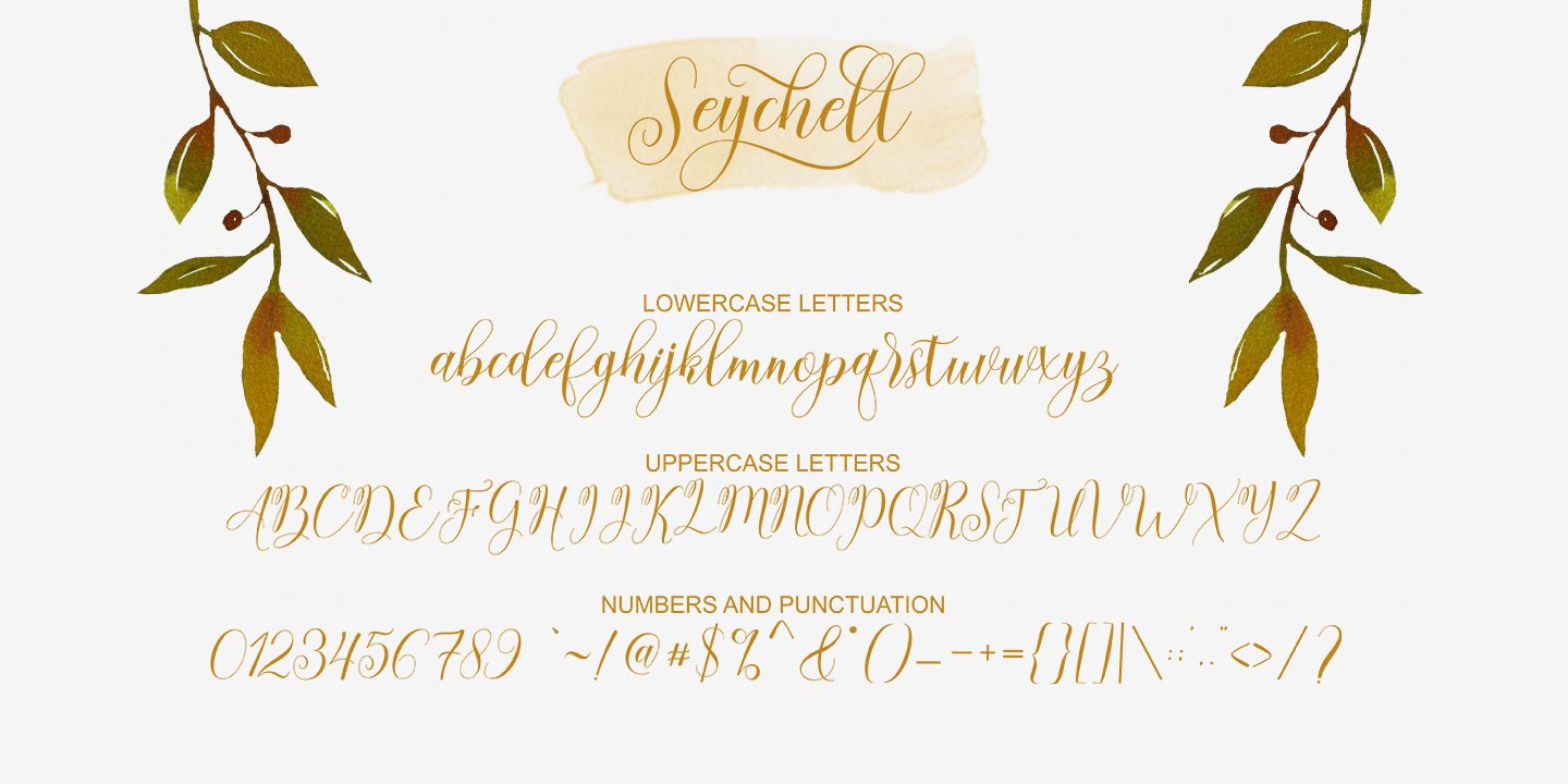 Przykład czcionki Seychell Script Regular